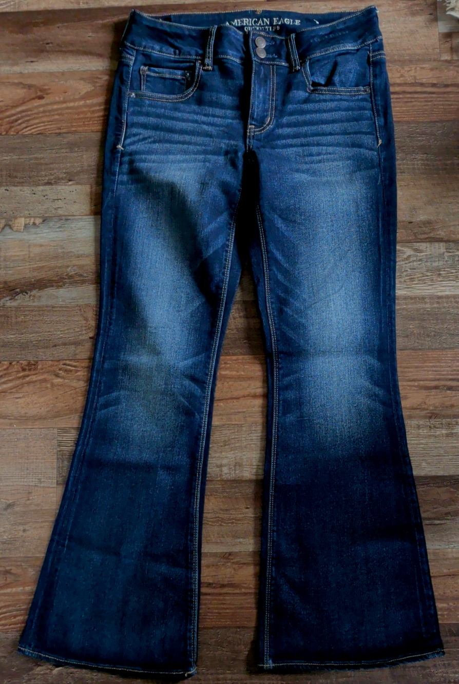 American Eagle Super Stretch X Y2K Bootcut Jeans Blue 12 Retro Denim Grunge